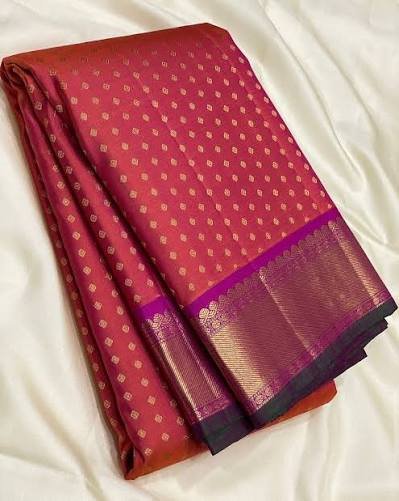Women's Red Handloom Faux Banarasi Silk Blend Zari Woven Saree With Blouse
